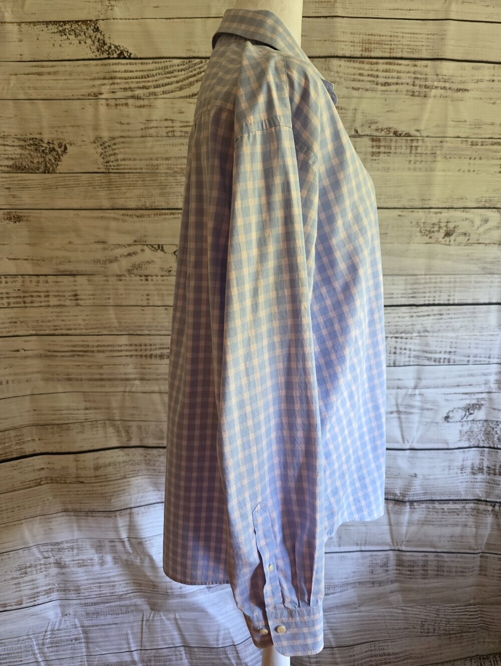 Peter Millar Blue and Light Pink Gingham Button-Down Shirt Size Extra Large - Picture 3 of 7